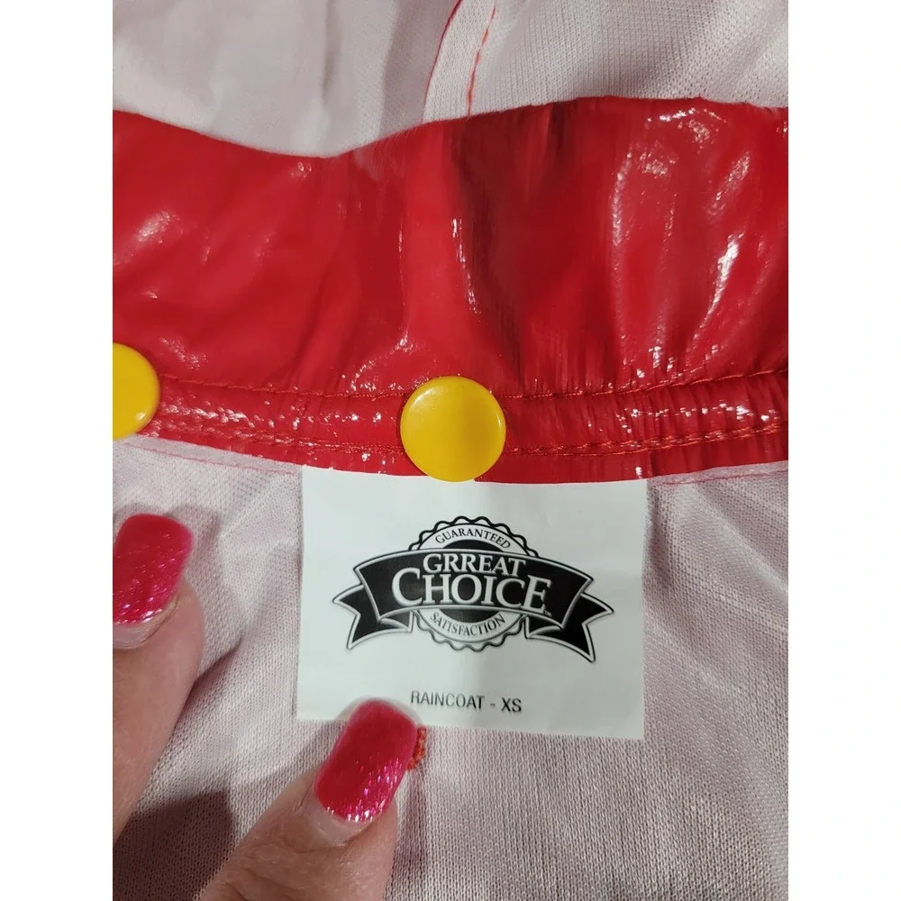GRREAT CHOICE DOG RED RAINCOAT HOODED POCKET ON TOP w/DUCK